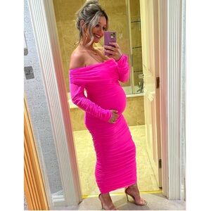 Size Medium fluorescent pink wedding guest dress. Can be used for pregnancy too!